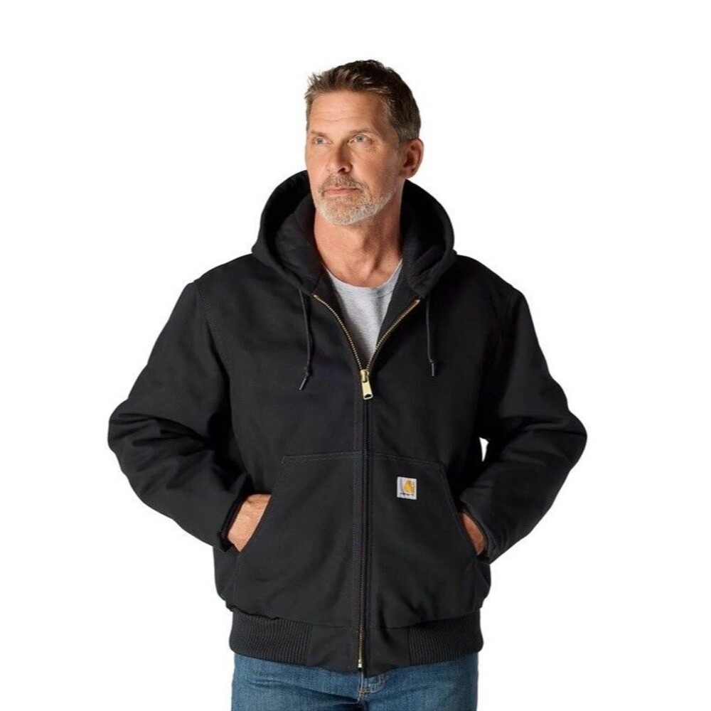 Carhartt J131 BLK Active Jacket Black Men’s Medium Regular Hooded Workwear
